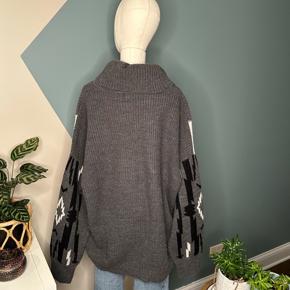 DKNY Chunky Knit Turtleneck Sweater Boho Western Oversized Cozy Winter XL - Picture 4 of 8